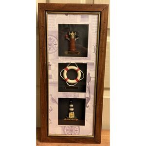 Vintage American nautical themed Framed Shadow Box Bodie Island, Binnacle, Buoy